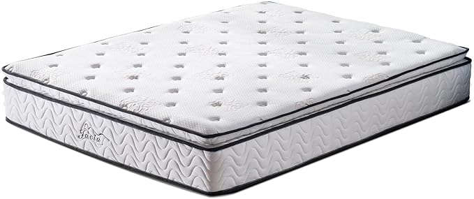 Queen Mattress 11.4 Inch Pillow Top Pocket Spring Hybrid Mattress, Memory Foam Innerspring Firm Bed in a Bag