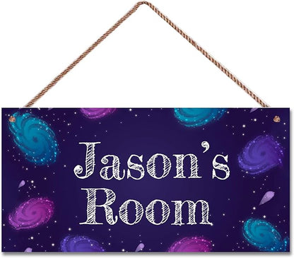Personalized Galaxy Sign Custom Name Universe Wall Art Decoration Exquisite Decorative Signs for Kids Room Door Decor Outer Space Themed Nursery Decor For Boys Room Girls Bedroom