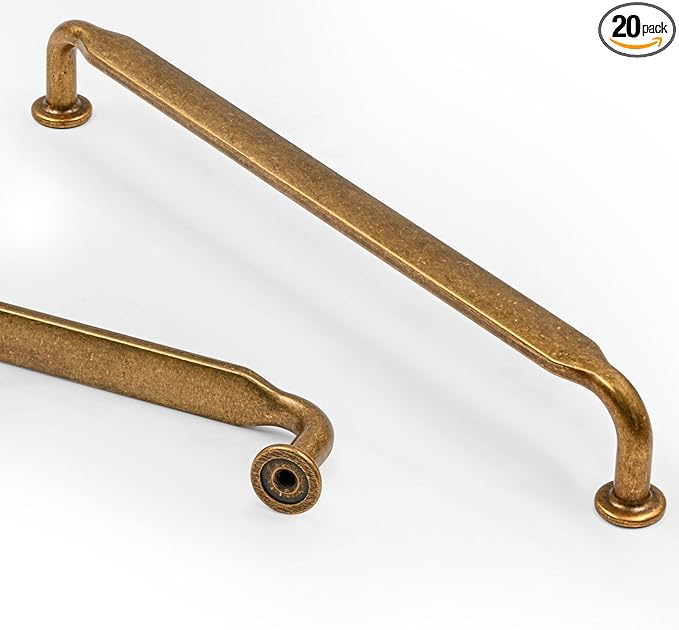 Asidrama 20 Pack 6.3 Inch(160mm) Antique Brass Kitchen Cabinet Handles, Cabinet Pulls Vintage Retro Kitchen Cabinet Hardware for Cupboard Drawer Pulls