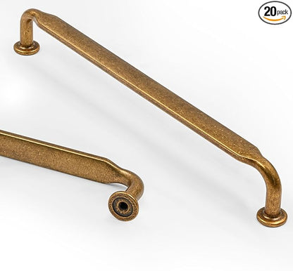 Asidrama 20 Pack 6.3 Inch(160mm) Antique Brass Kitchen Cabinet Handles, Cabinet Pulls Vintage Retro Kitchen Cabinet Hardware for Cupboard Drawer Pulls