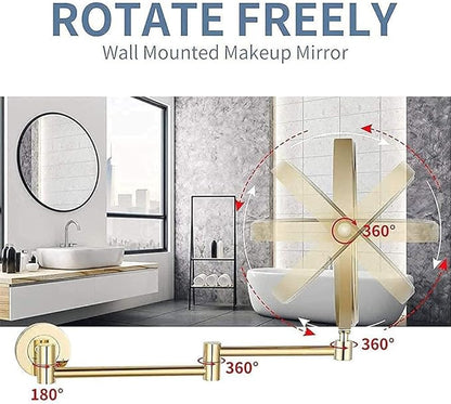 Vanity Mirror, Wall Mounted Makeup Mirror with 10X Magnification, 8 Inch Double Sided Vanity Magnifying Mirror, Cosmetic Mirror Shaving Mirror for Bathroom Gold
