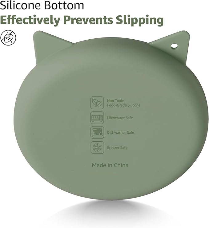 Coomazy Silicone Slow Feeder Dog Cat Bowls, Interactive Puzzle Toy for Pets Dry/Wet Food Training, Keeps Dogs Cats Busy, Prevents Puppy Kitty Overeating (Green, 0.8 Cup)-Mewly Pet