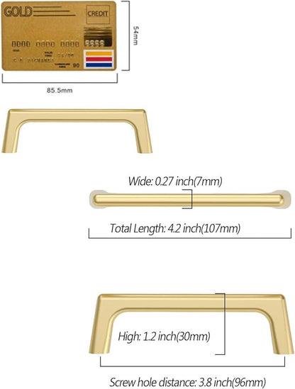 Amerdeco 10 Pack Brushed Gold Cabinet Pulls 3.75 Inch(96MM) Hole Centers Kitchen Cabinet Handles Hardware Kitchen Handles for Drawer Pulls ZH0041