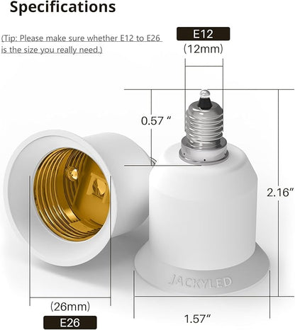 JACKYLED 5-Pack E12 to E26 Adapter, Chandelier Light Socket, Candelabra E12 to Medium Socket E26/E27 Converter Bulb Base Adapter Converter for Ceiling Fans Light, Pendant Light, Chandelier