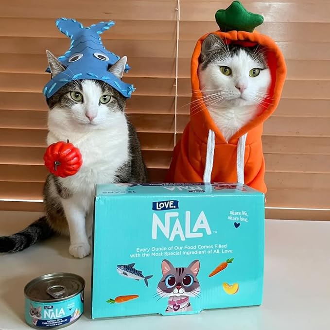 LOVE, NALA - Natural Adult Cat Wet Food - Pate Mackerel with Carrot & Pumpkin Recipe- Grain Free, Non-GMO, Lean Protein, Omega 3, Digestive Fiber Blend, Added Minerals & Vitamins - 12 Pack 2.4 lbs.-Mewly Pet