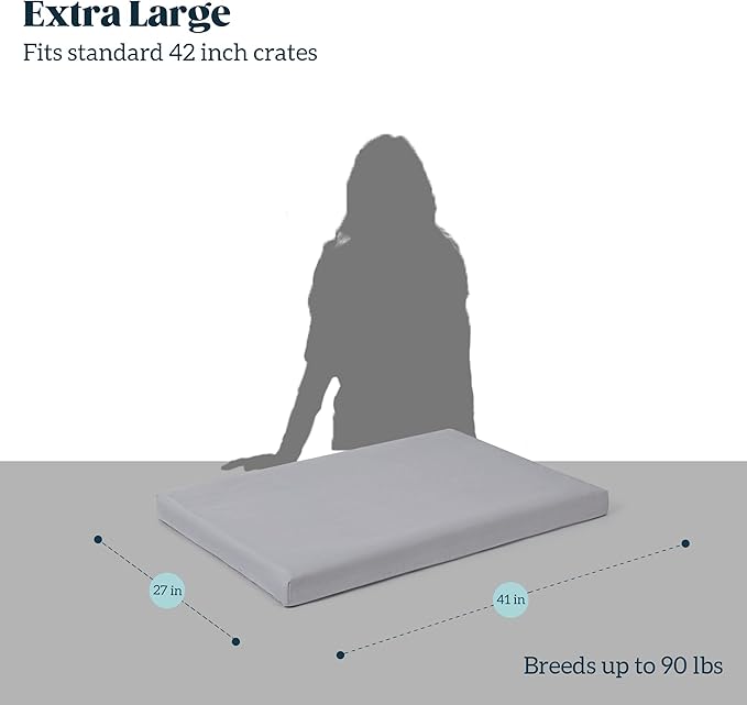 Cybarmour Indestructible Dog Bed - Outdoor Waterproof Chew Proof Dog Crate Pad - Orthopedic Kennel Mat for Aggressive Chewers - Large Breeds & Fits 42-Inch Crate - 41"x27", Limestone-Mewly Pet