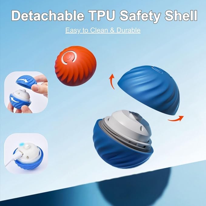 Zoomie Buddy 2.0, Zoomie Buddy for Dogs, 2 in 1 Smart Touch Interactive Dog Balls ＆ Pet Feeder, 2.83" Diameter, Suitable for Small/Medium Dogs, with Fruit Plush Cover (2*Blue, 3*Mix)-Mewly Pet