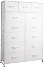 WLIVE Storage Organizer Unit with 13 Fabric Bins, Storage Drawers Organizer with Steel Frame, Tall Storage Tower Organizaton for Living Room, Hallway, Office, White