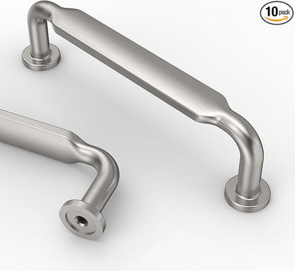 Asidrama 10 Pack 3.75 Inch(96mm) Brushed Satin Nickel Kitchen Cabinet Handles, Cabinet Pulls Kitchen Cabinet Hardware for Cupboard Drawer Pulls