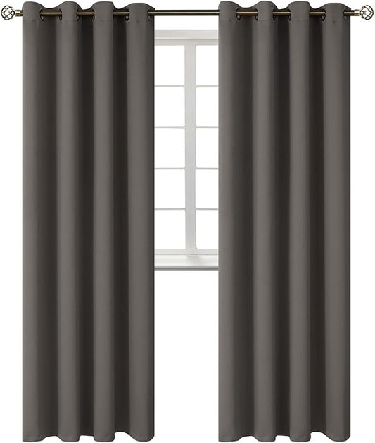 BGment Blackout Curtains for Bedroom - Grommet Thermal Insulated Room Darkening Curtains for Living Room, Set of 2 Panels (52 x 95 Inch, Grey)