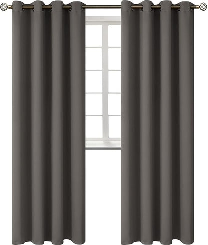 BGment Blackout Curtains - Grommet Thermal Insulated Room Darkening Bedroom and Living Room Curtains, Set of 2 Panels (52 x 108 Inch, Grey)