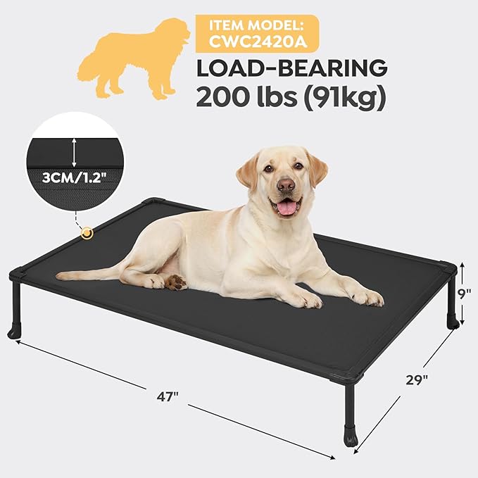 Veehoo Chew Proof Dog Bed - Large Dogs' Non-Chewable, Anti-Scratch Training Platform Hammock, Cooling Off-Ground Cots, CWC2420ACP-Mewly Pet