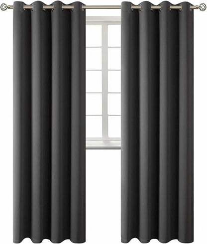 BGment Blackout Curtains for Living Room - Grommet Thermal Insulated Room Darkening Curtains for Bedroom, 2 Panels of 52 x 95 Inch, Dark Grey