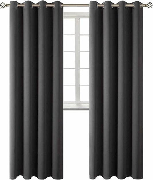 BGment Blackout Curtains for Living Room - Grommet Thermal Insulated Room Darkening Curtains for Bedroom, 2 Panels of 52 x 95 Inch, Dark Grey