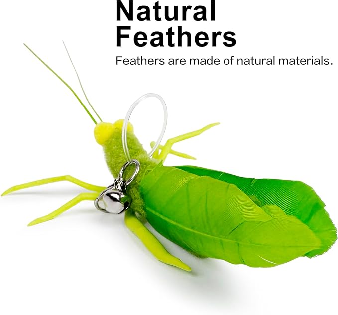 TTcat Cat Feather Wand Toys,Retractable Wand Toy with 3 Simulation Insects Refills, Transparent Carbon Wire,Interactive Cat Toy Kitten Toy for Indoor Cats to Play Chase Exercis-Mewly Pet