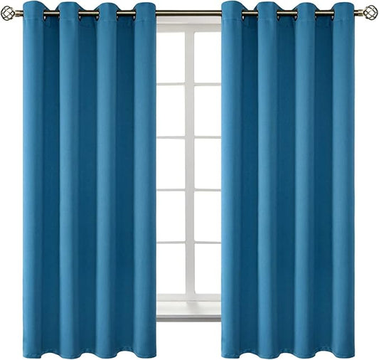 BGment Blackout Curtains - Grommet Thermal Insulated Room Darkening Bedroom and Living Room Curtains, Set of 2 Panels (52 x 63 Inch, Steel Blue)