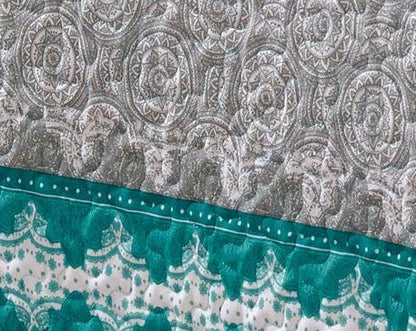 Fancy Collection 3 Pc Bedspread Bed Cover Over Size New (King/California King, Aqua Grey Floral)