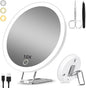 Lighted 10X Magnifying Mirror, 3 Color Modes Dimming Light, 6inch Large Rechargeable Magnified Mirror with 3 Suction Cups & 360° Stand, High Magnification Makeup Mirror with Tweezers & Scissors