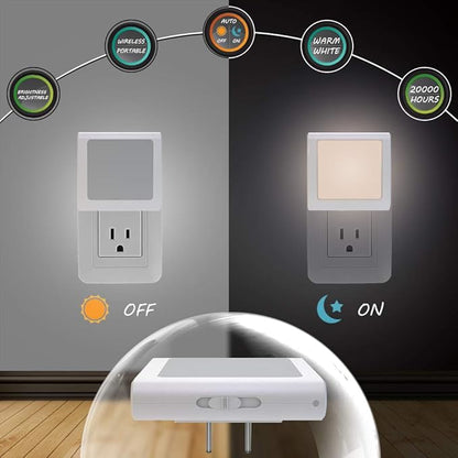MAZ-TEK Plug in Dimmable Led Night Light with Auto Dusk to Dawn Sensor, Soft Warm White Nightlights for Hallway,Bedroom, Kids Room, Kitchen, Stairway, 4 Pack