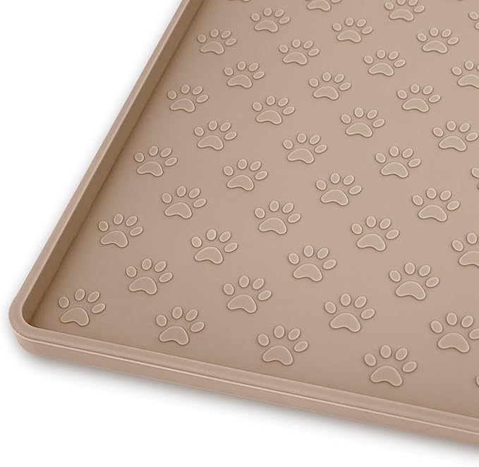 Ptlom Dog Food Mat Anti-Slip Pet Bowl Mats for Food and Water, High-Lips Pet Placemat Prevent Messy Spills to Floor, Waterproof Puppy Feeding Tray for Small, Medium Large Dogs Cats, Silicone-Mewly Pet