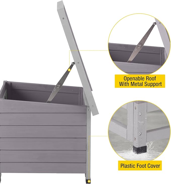 Aivituvin Cat House Waterproof Feral Kitty Shelter Outdoor Indoor Rabbit Hutch for Bunnies,Cats,Dogs and Other Small Animals,Asphalt Roof-Mewly Pet