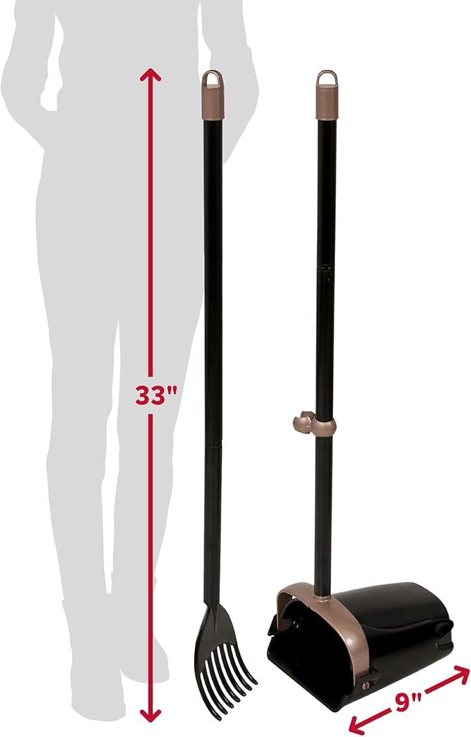 Arm & Hammer Dog Pooper Scooper Swivel Bin & Rake, Poop Scoop for Dogs, Black (2 Heavy Duty Scented Waste Bags Included)-Mewly Pet