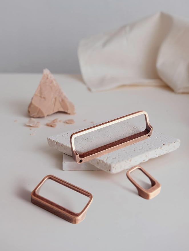 Goo-Ki Antique Copper Cabinet pulls with 3''(76mm) Hole Center,Modern Zinc Alloy Finger Pulls for Drawer,Wardrobe,Cupboard,6 Pack