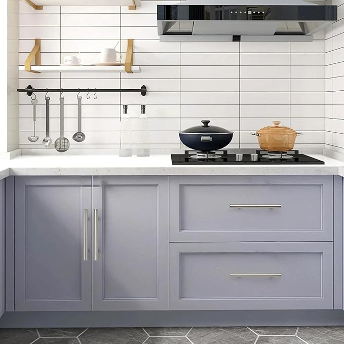 JOY DECOR 30 Pack 7.38 Inch Cabinet Pulls Kitchen Cabinet Handles with 5 Inch Hole Center Brushed Nickel Cabinet Hardware Stainless Steel Kitchen Drawer Pulls for Cabinets Cupboard, 128mm Hole Centers