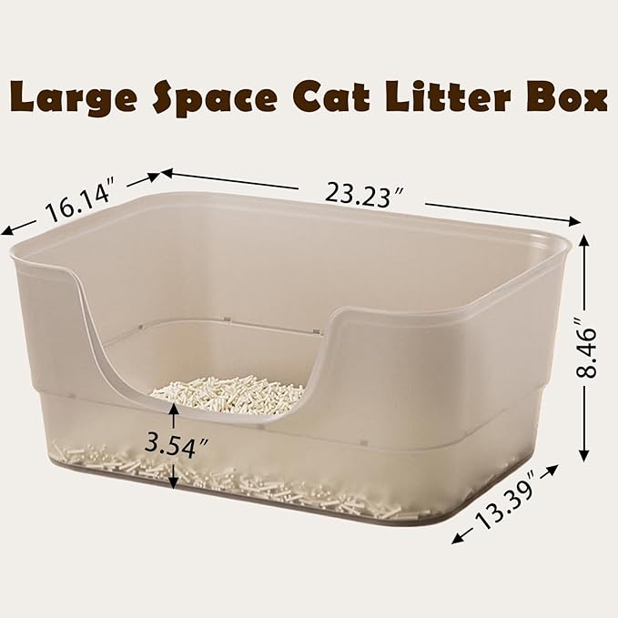 Extra Large Cat Litter Box with Clear Jelly Color,High Sided Litter Box for Big Cats,XL Cat Litter Box for Multiple Cats,Jumbo Cat Litter Box,Giant Kitty Litter Box,Anti-Splashing,Easy to Clean-Mewly Pet