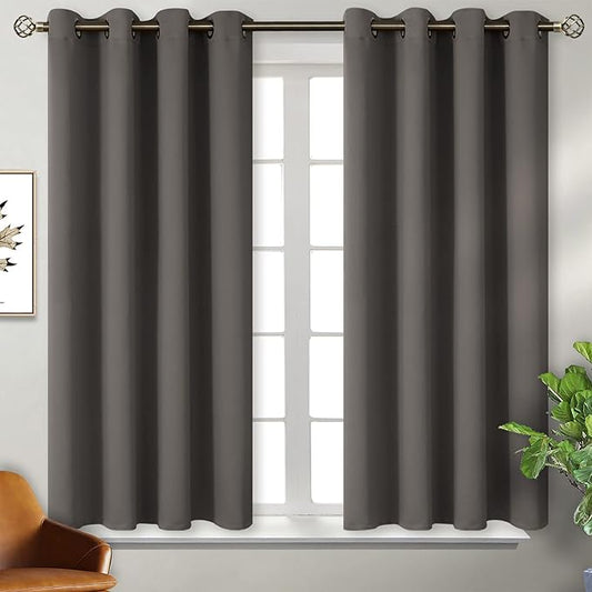 BGment Blackout Curtains for Bedroom - Grommet Thermal Insulated Room Darkening Curtains for Living Room, Set of 2 Panels, Each 46 x 54 Inch, Grey