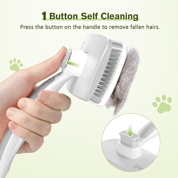 Pecute Self-Cleaning Slicker Brush for Dogs, Cats, Lightweight Dog Brush for Shedding Massaging Grooming, Cat Brush Gently Removes Loose Fur Undercoat for Dogs Cats Rabbits of All Hair Types-Mewly Pet
