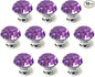 10 Pcs 30mm Silver Plated Base Diamond Shape Crystal Glass Cabinet Knob Drawer Knob Pull Handle Used for Kitchen, Dresser, Door, Cupboard (Purple)