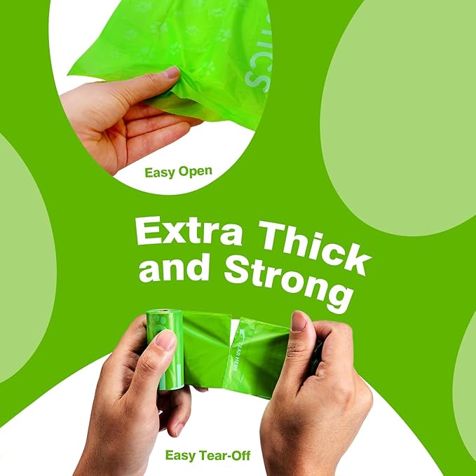 Typlastics Poop Bags for Dogs,180 Bags, Waste Refuse Cleanup, Doggy Roll Refills for Outdoor Puppy Walking and Travel, Leakproof and Tear Resistant, Unscented, 12 Pack of 15, Lime Green-Mewly Pet