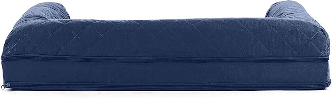 Furhaven Orthopedic Dog Bed for Large/Medium Dogs w/ Removable Bolsters & Washable Cover, For Dogs Up to 55 lbs - Quilted Sofa - Navy (Blue), Large-Mewly Pet