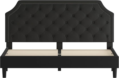 Flash Furniture Brighton King Size Tufted Upholstered Platform Bed in Black Fabric