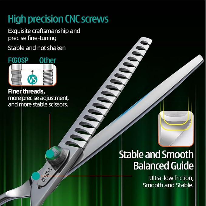 Professional Thinning Shears for Dogs 8 inch Dog Grooming Scissors for Pet Long Chunkers Shears Japanese 440C 70% Thinning Rate 24 Teeth Green Clover-Mewly Pet