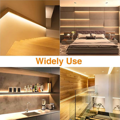 Warm LED Strip Lights,Onforu16.4ft Dimmable Strip Lighting,3000K 5m 12v Tape Light, 2835 LEDs Flexible Warm White Rope Light for Home,Kitchen,Under Cabinet,Bedroom, Christmas Decor, Non-Waterproof
