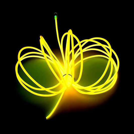 MaxLax EL Wire Yellow, 32.8ft/10m Portable Battery Pack Neon Light Strip 360° Cuttable Glowing Rope Lights for Parties, Halloween, DIY Decoration