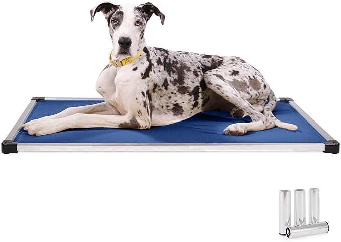 K9 Ballistics Chew Proof Armored Padded Dog Crate Bed, Virtually Indestructible, Legs Included (Blue Quartz, Medium (35" L x 22" W x 4.5" H))-Mewly Pet