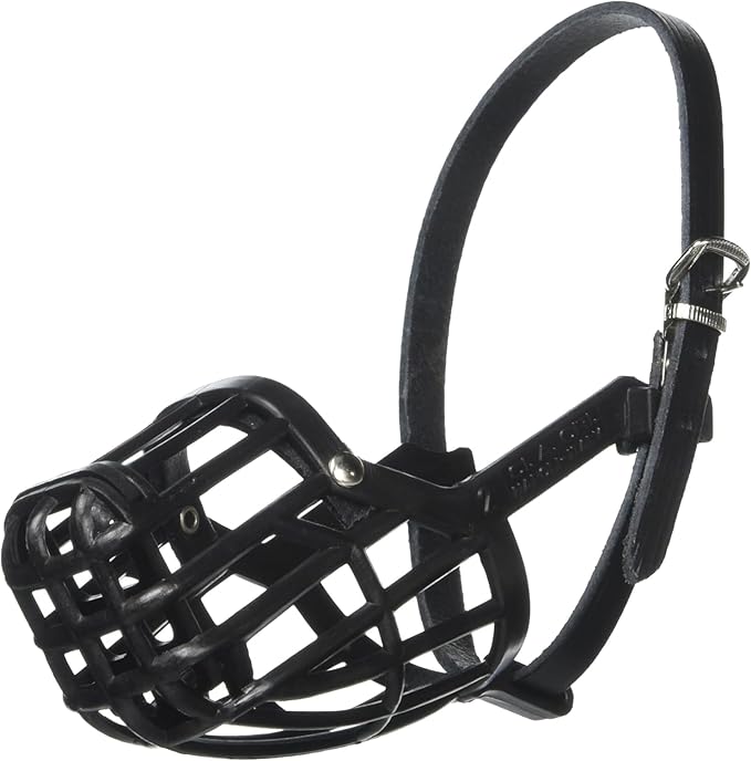 Leather Brothers Italian Basket Dog Muzzle, Adjustable Secure Fit, Comfortable Design, Training and Safety, Averts Biting, Prevents Chewing and Scavenging, Perfect for Grooming - Black, Size 1-Mewly Pet