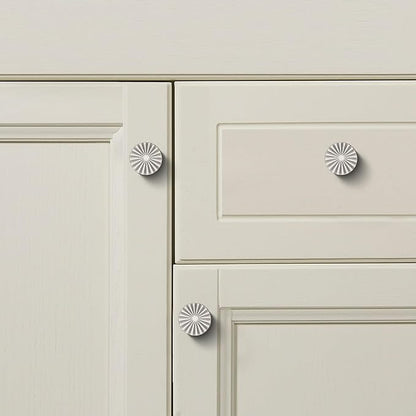 5 Pack Kitchen Cabinet Knobs Round Sunflower Dresser Knob Modern Drawer Hardware Cupboard Handles Furniture Knob for Bathroom Single Hole Knobs for Wardrobe Nickel TYH-BN-K5