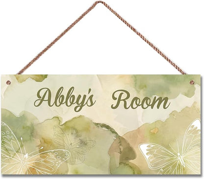 Personalized Butterfly Sign for Little Man Cave Wash Painting Art Décor For Kids Room Custom Name Door Wall Art Decor, Floral Nursery Art Plate For Boys Room Girls Bedroom