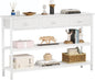 Furologee White Long 47" Console Sofa Table with 3 Drawers, Entryway Table with 3-Tier Storage Shelves, Display Shelf for Entry Way, Hallway, Couch, Living Room, Kitchen, Foyer