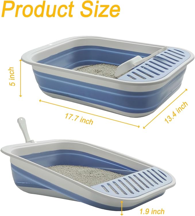 Kitten Training Litter Box, Collapsible Low Entry Kitten Litter Box Shallow LitterBox Senior Cats Anti-Splashing Open Potty Pan Scoop Leak-Proof Pedal Cat Toilet No Smell Easy Clean-Mewly Pet