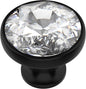 Alzassbg 6 Pack Clear Crystal with Matt Black Base Cabinet Knobs, 1-3/8 Inch (35mm) Diameter Cabinet Hardware Round Crystal Knobs for Drawers AL1011MB
