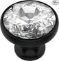 Alzassbg 10 Pack Clear Crystal with Matt Black Base Cabinet Knobs, 1-3/8 Inch (35mm) Diameter Cabinet Hardware Round Crystal Knobs for Drawers AL1011