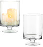 Nuptio 2 Pcs Glass Flower Vase - Large Pillar Candle Holder, 8.7in Tall Glass Cylinder Candle Holder Hurricane Ornament for Wedding Party Dining Table Home Centerpieces Housewarming Gift