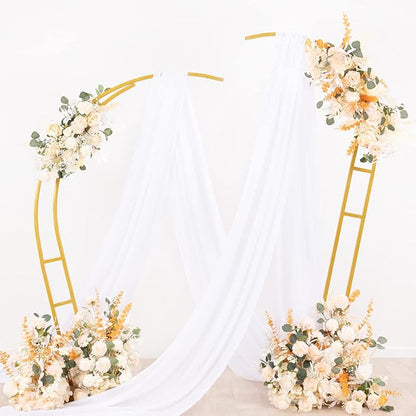 Socomi Wedding Arch Draping Fabric 1 Panel 29" x 19Ft White Sheer Chiffon Curtain Drapes 6 Yards for Wedding Ceremony Birthday Party Decoration