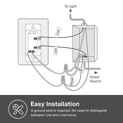 Kasa Smart Dimmer Switch HS220, Single Pole, Needs Neutral Wire, 2.4GHz Wi-Fi Light Switch Works with Alexa and Google Home, UL Certified, No Hub Required, 1 Pack