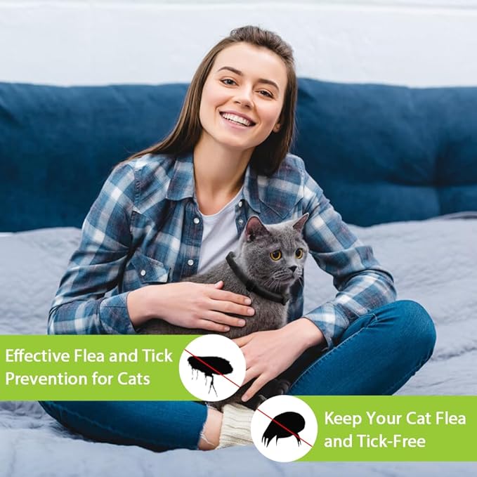4 Pack Flea and Tick Collar for Cats, Natural Plant Oil Formula Cat Flea Collar Provides 32-Month Protection for Flea Tick Prevention, Waterproof & Adjustable Cat Flea Treatment for Most Cats-Mewly Pet